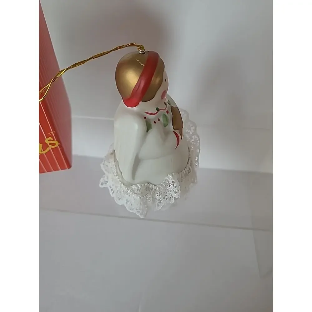 Jolly Jingles Handpainted Porcelin Bisque Collector Bell Ornament Angel In Box